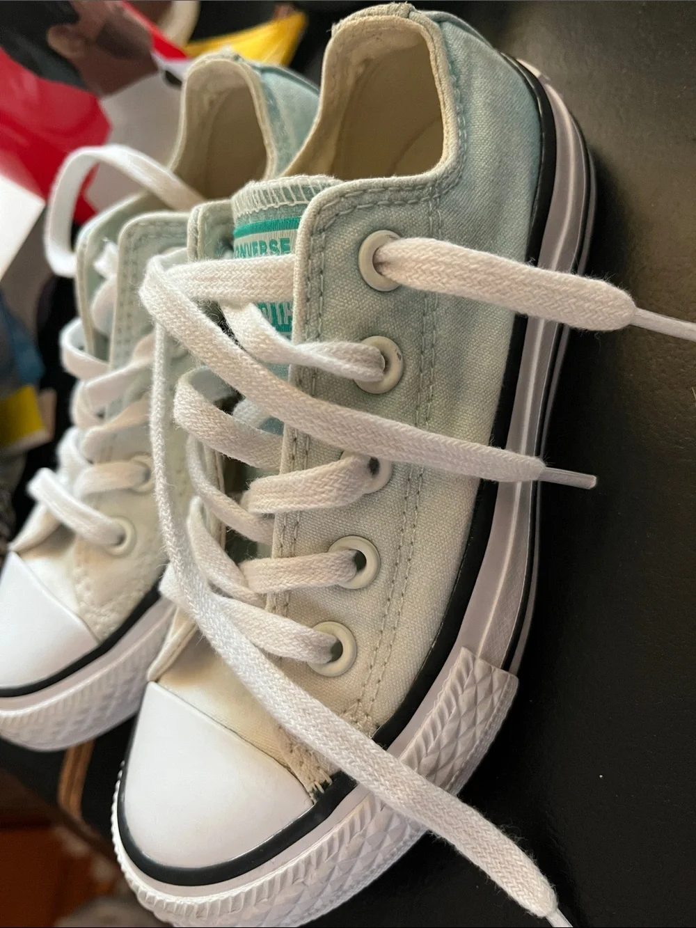 Converse Kids Low Top Ombre Sneakers in Mint Green and White Size 11